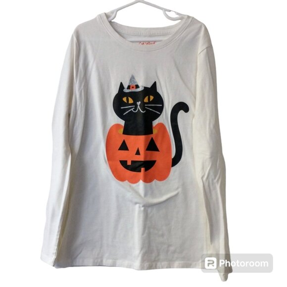 Girl's Cat & Jack Halloween Long Sleeve T-shirt - Large 10/12 - Black Cat - Picture 1 of 6